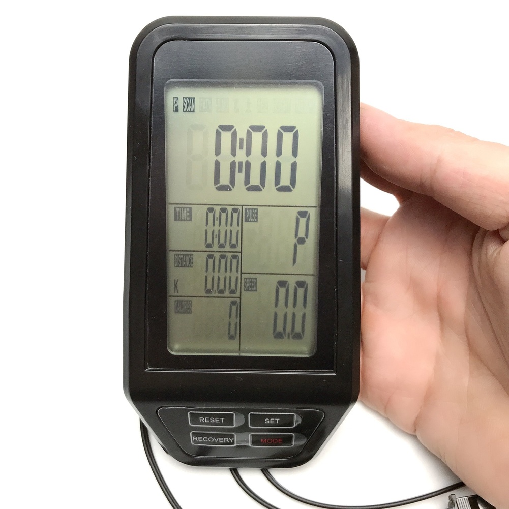 Sports Equipment Website - Black Exercise Bike Computer Display Screen