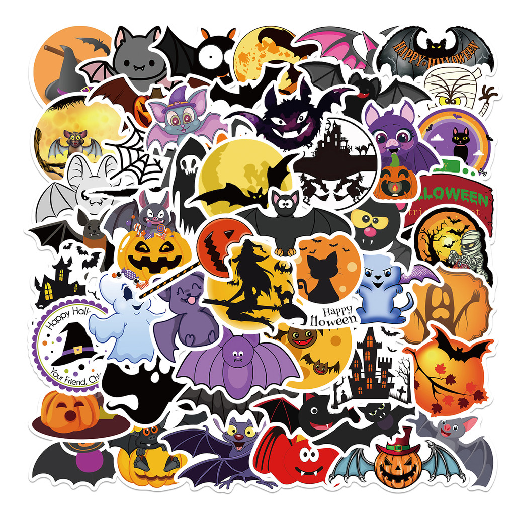 Sports Equipment Store - 50Pcs Dark Halloween Pattern Stickers, Spider