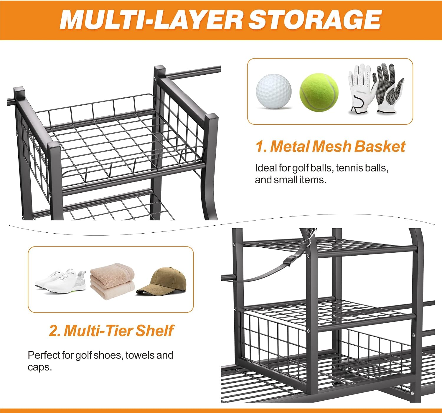 Golf Bag Storage Rack Organize - Sports Equipment Organizer Rack ulasan dan harga