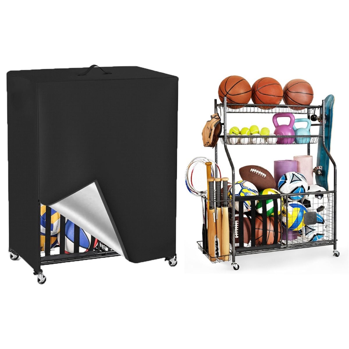 Basketball Rack Cover Garage S - Sports Equipment Organizer Rack ulasan dan harga
