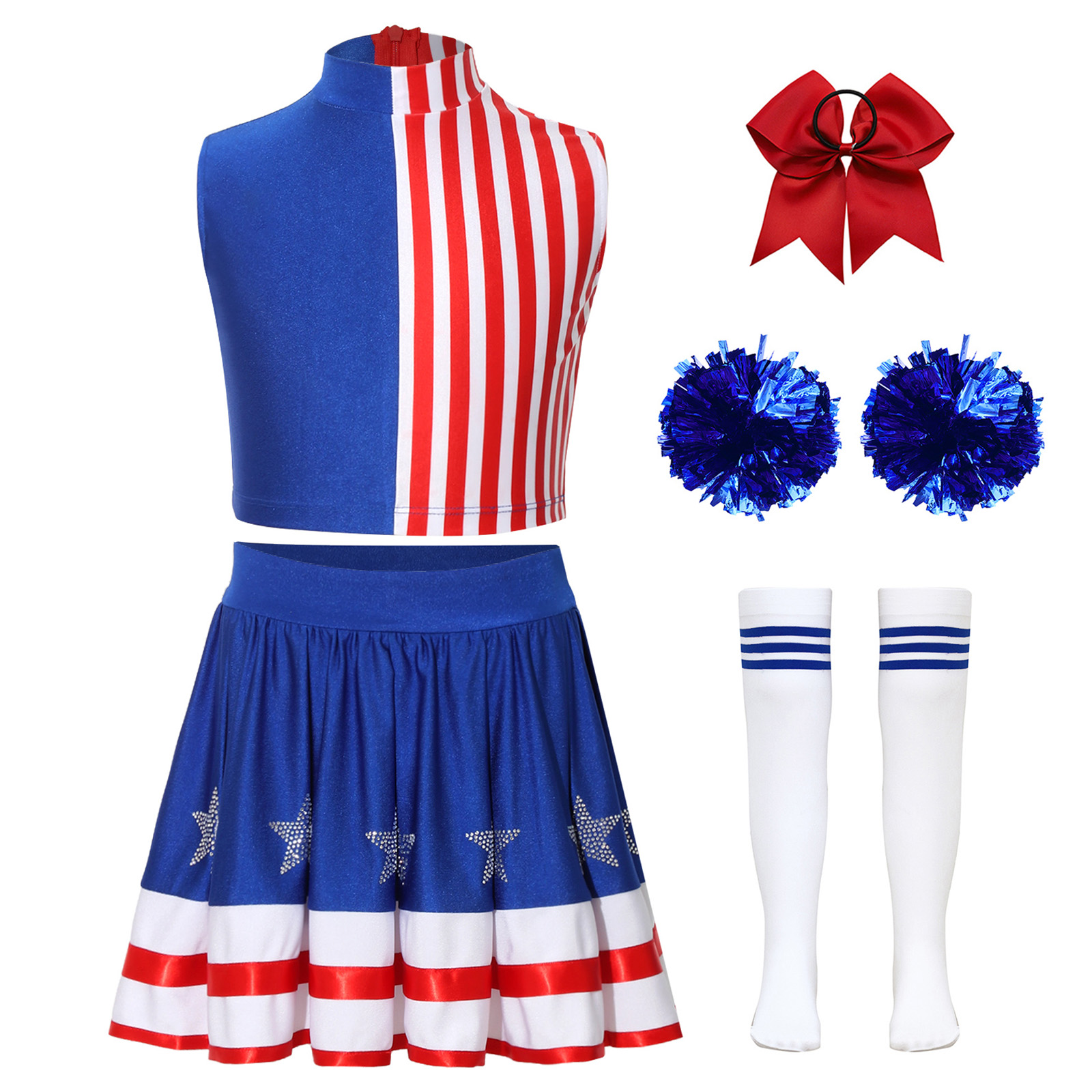 Kids Girls Cheerleading Outfit - Cheerleading Pom Pom ulasan dan harga