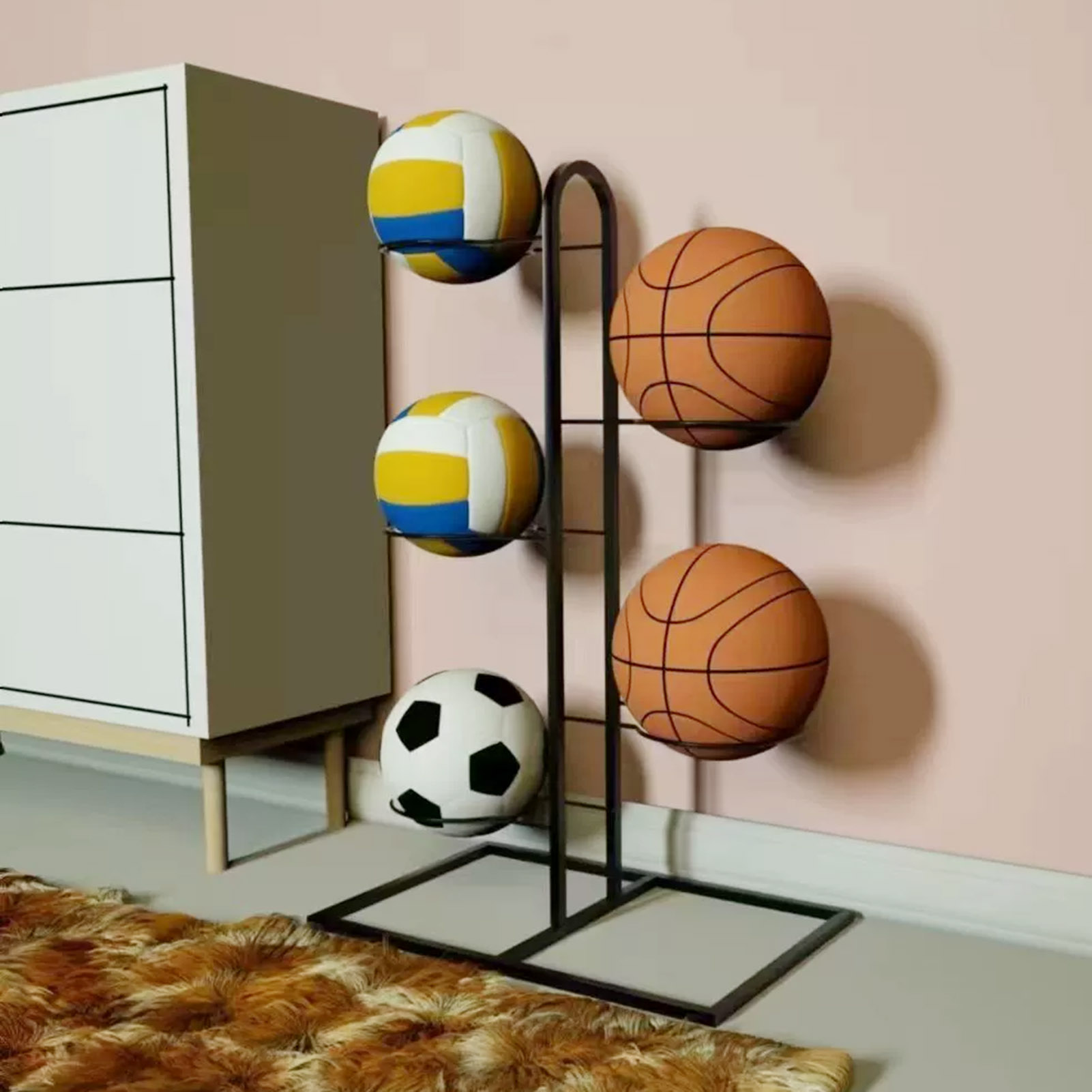 Foldable Basketball Rack Multi - Sports Equipment Organizer Rack ulasan dan harga