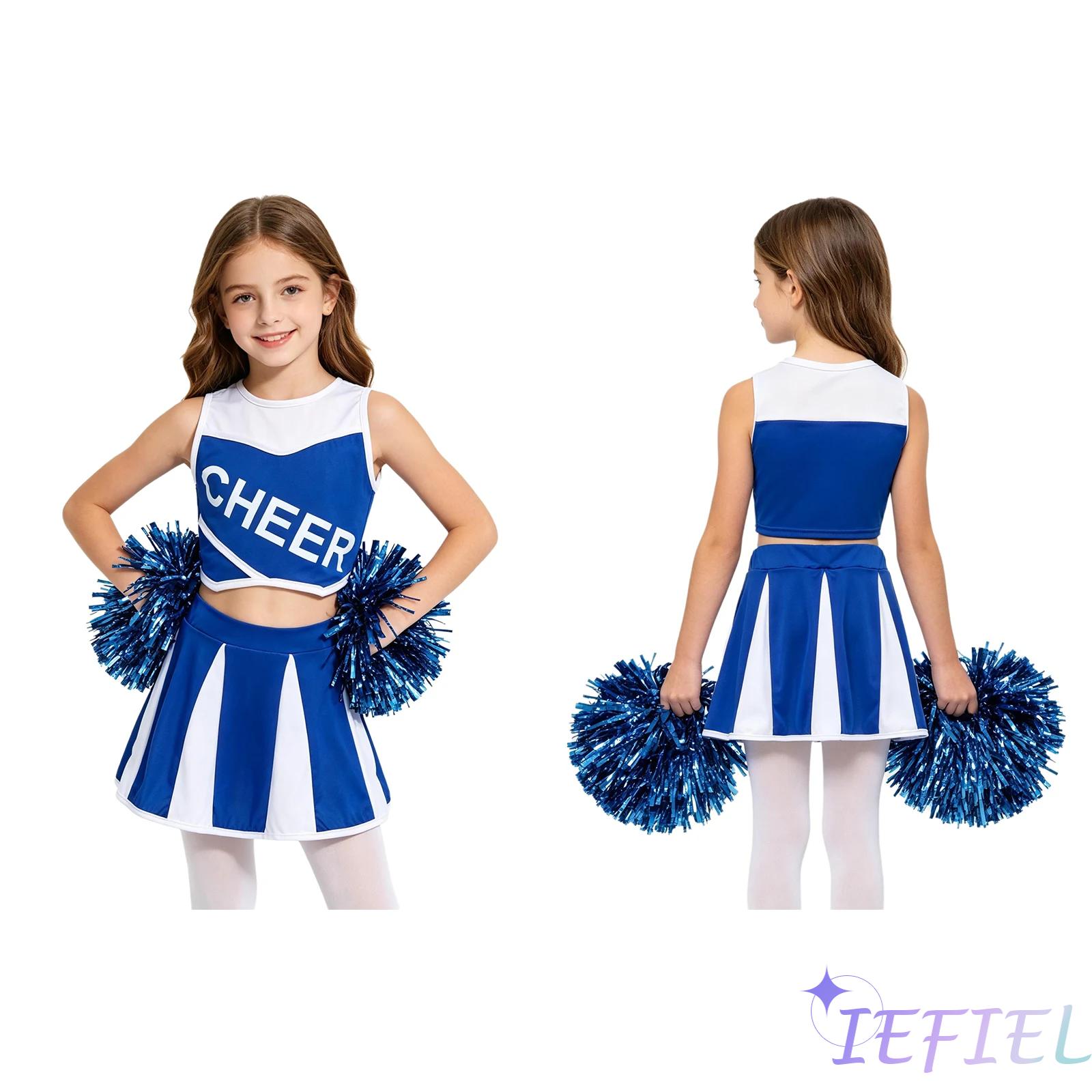 Kids Girls Cheer Squad Outfit  - Cheerleading Pom Pom ulasan dan harga